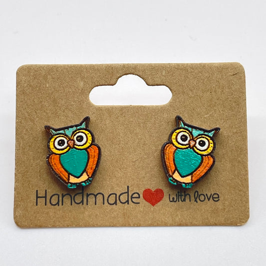 Owl (Heart Body) Stud Earrings