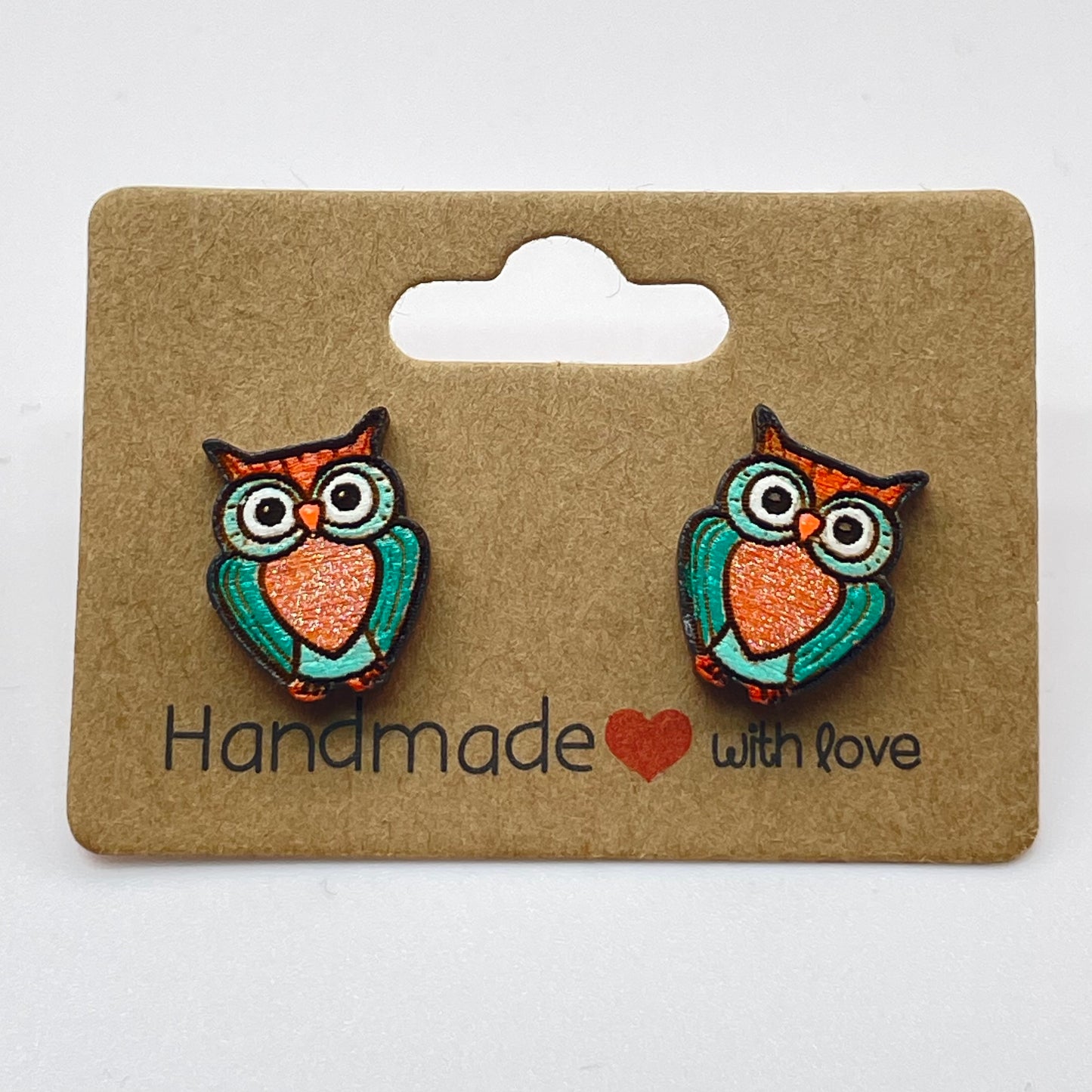 Owl (Heart Body) Stud Earrings