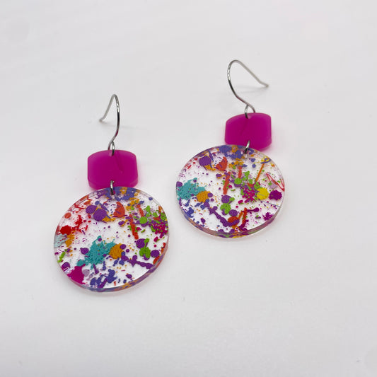 Paint Splatter Drop Dangle Earrings