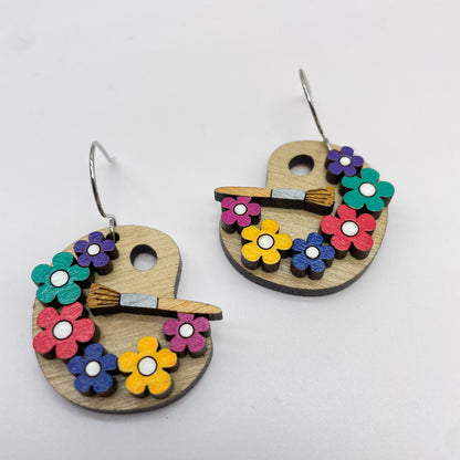 Rainbow Pallet Blooms Drop Dangle Earrings