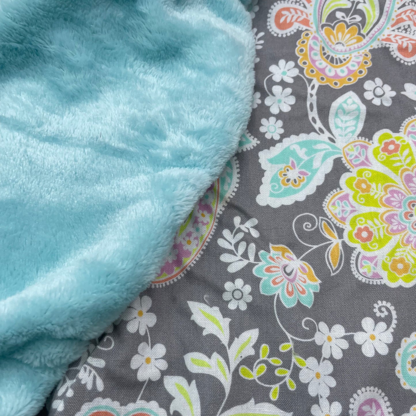 Pastel Paisley + Light Turquoise Minky Boppy Pillow Cover