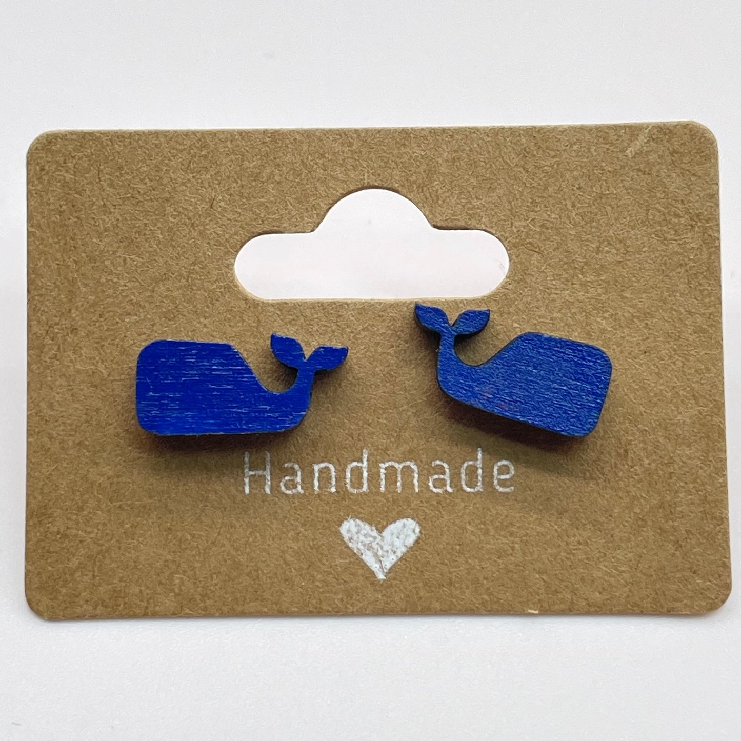 Plain Blue Whale Stud Earrings