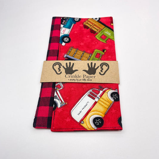 Planes, Trains & Taxis + Red Buffalo Plaid Crinkle Paper