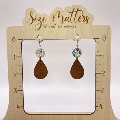 Playful Spots Teardrop Wood Drop Dangle Earrings