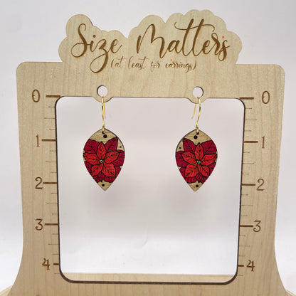 Poinsettia Drop Dangle Earrings