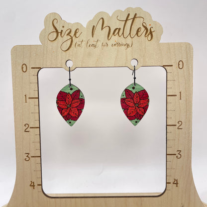 Poinsettia Drop Dangle Earrings