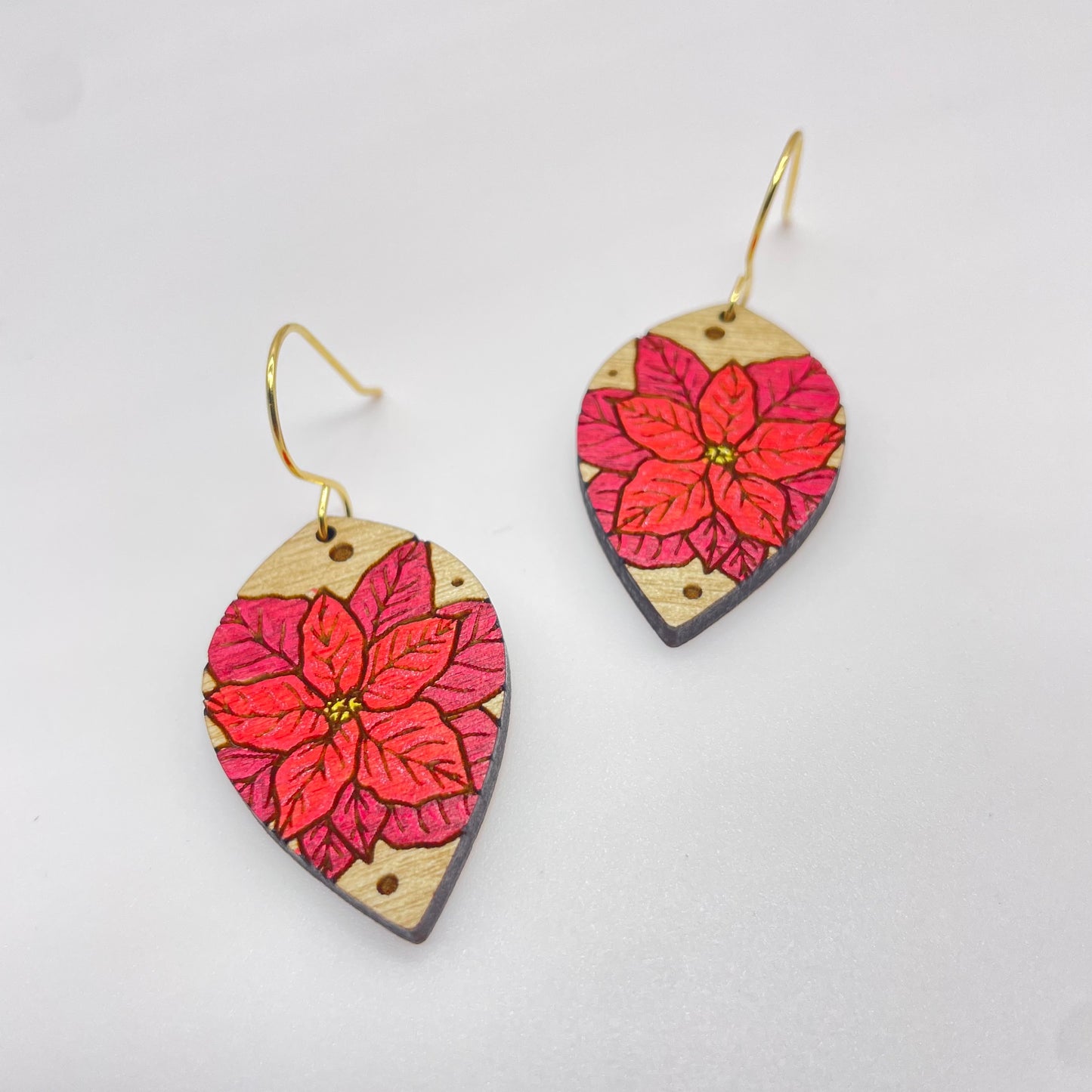 Poinsettia Drop Dangle Earrings