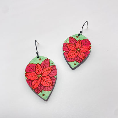 Poinsettia Drop Dangle Earrings