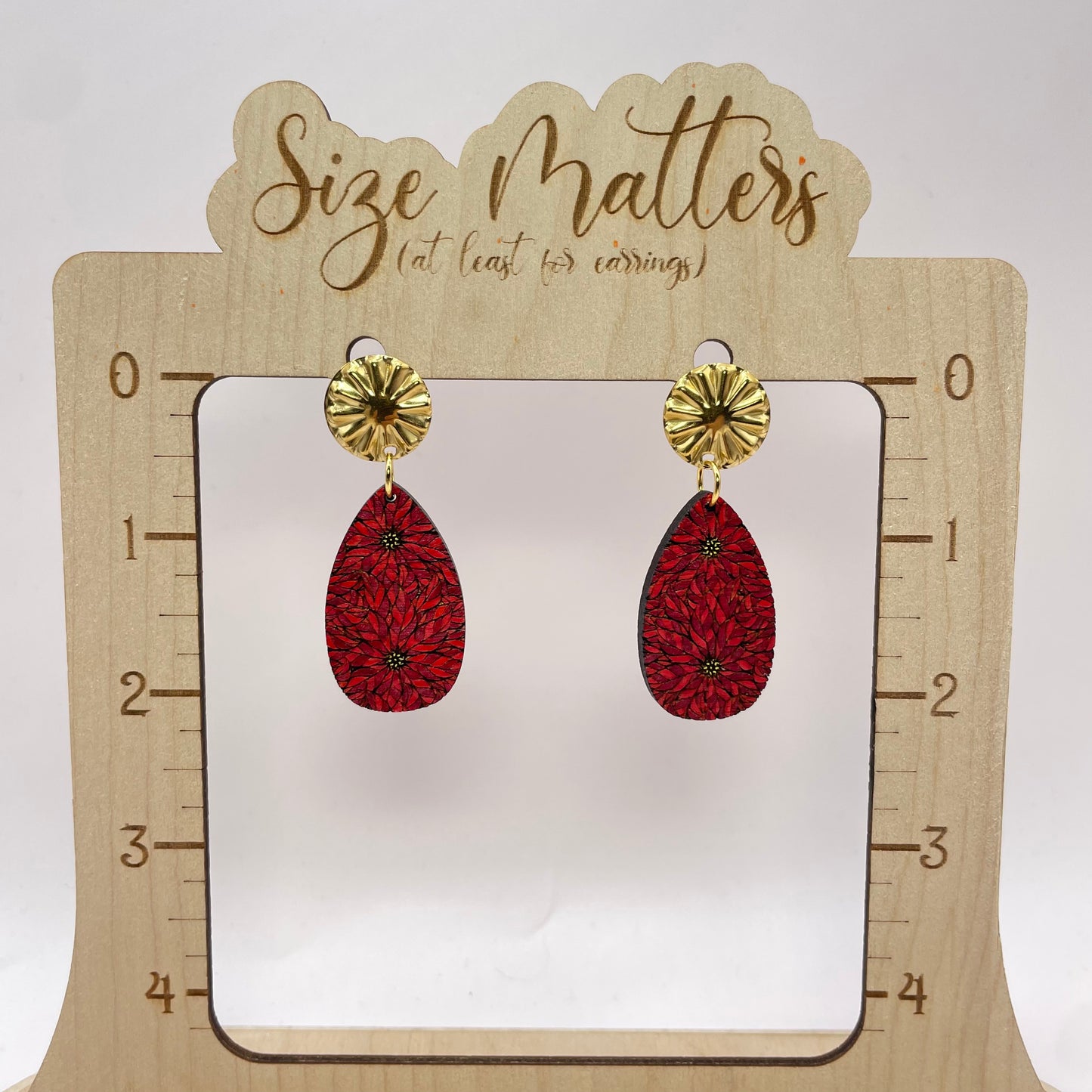 Poinsettia Stud Dangle Earrings