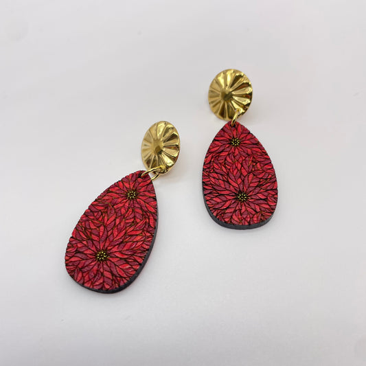 Poinsettia Stud Dangle Earrings