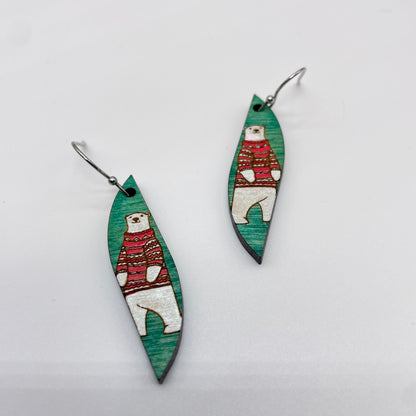 Polar Bear Drop Dangle Earrings