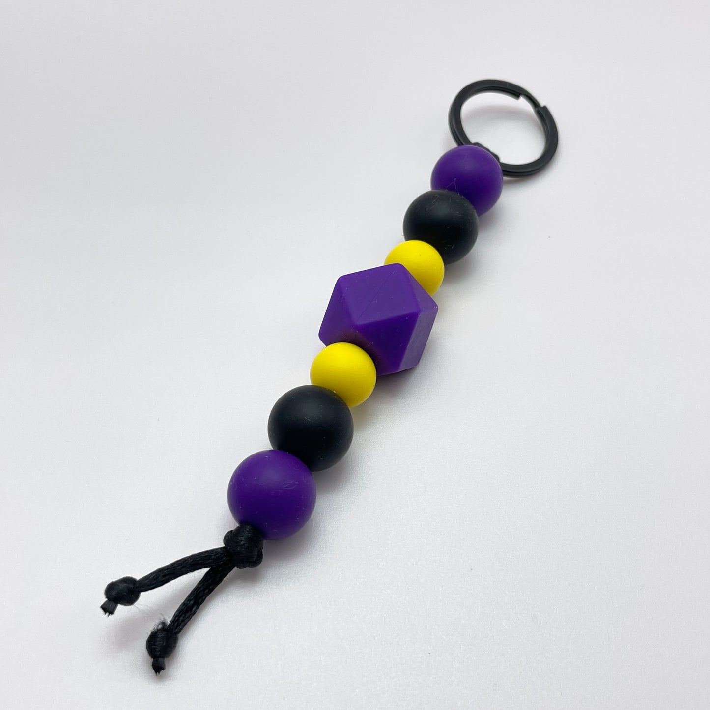 Purple + Gold Hexagon Silicone Bead Keychain