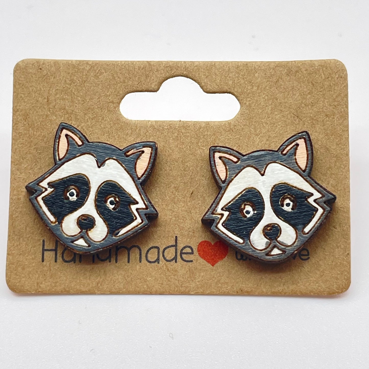 Raccoon Head Stud Earrings