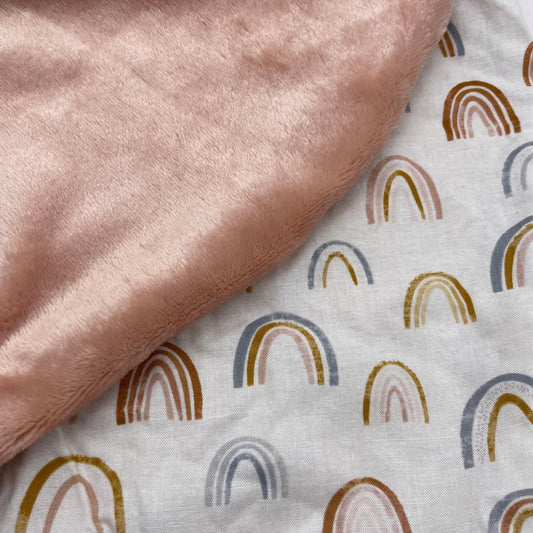 Rainbow Rain + Peach Minky Boppy Pillow Cover