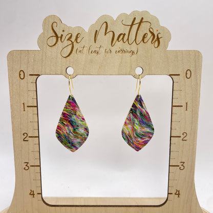 Rainbow Strokes Leather Drop Dangle Earrings