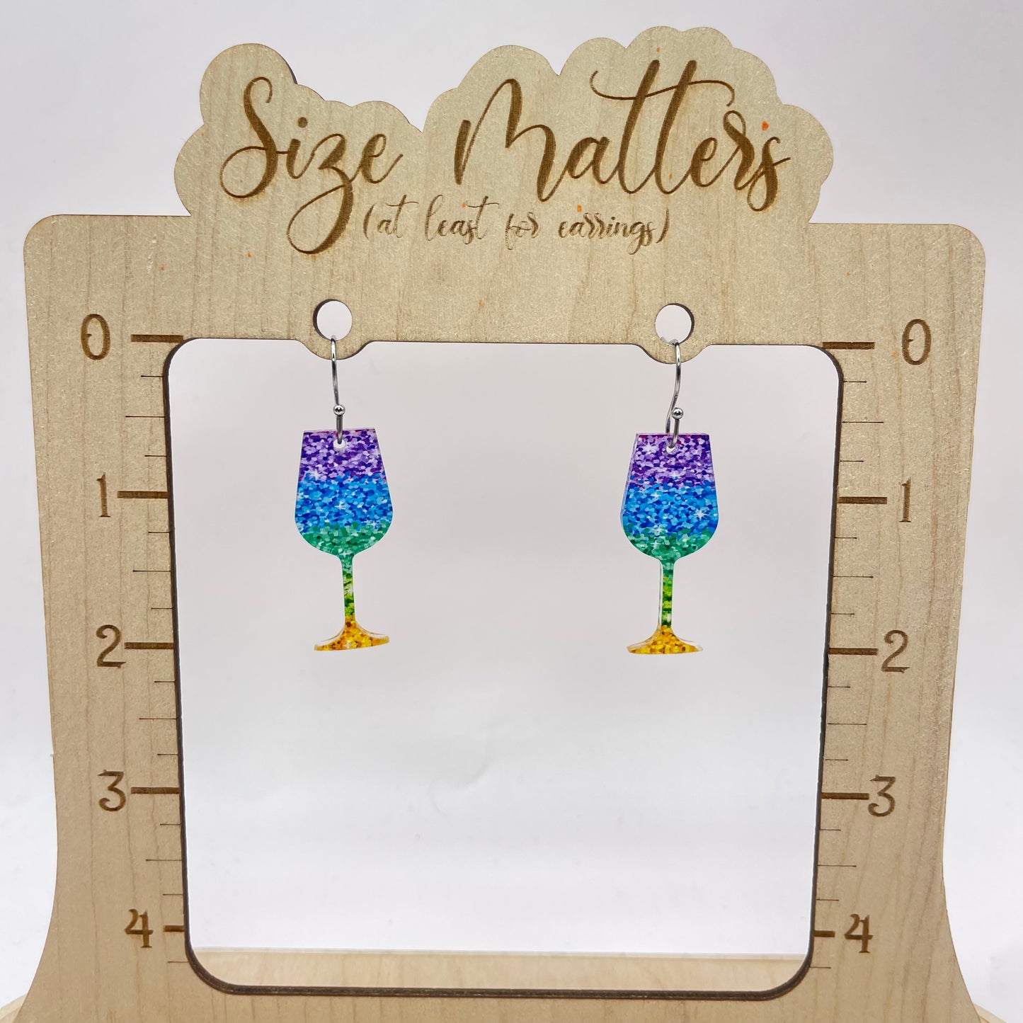 Rainbow Wine Glasses Drop Dangle Earrings