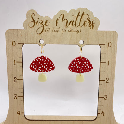 Red Spotted Mushroom Drop Dangle Earrings