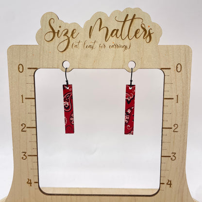 Red Paisley Stick Drop Dangle Earrings