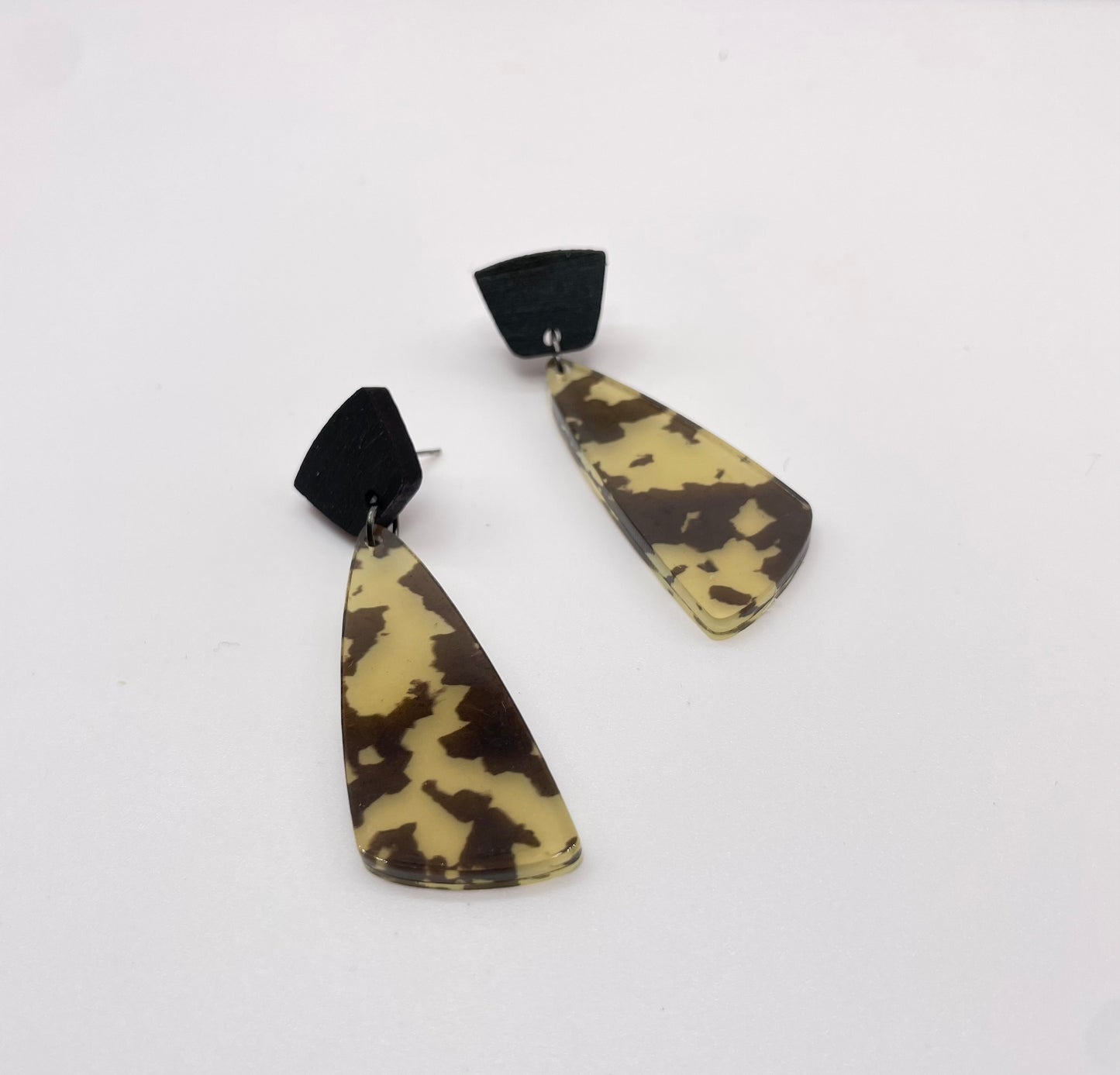 Rustic Cow Print Stud Dangle Earrings