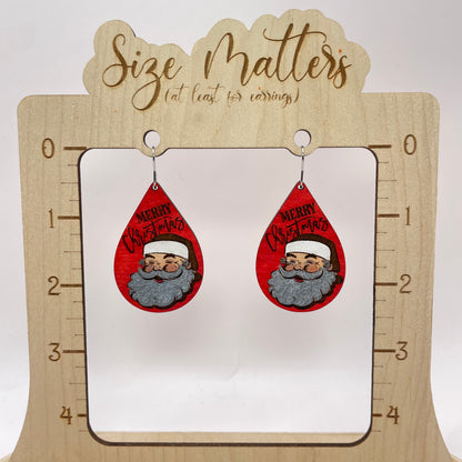 Santa Teardrop Drop Dangle Earrings