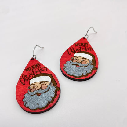 Santa Teardrop Drop Dangle Earrings