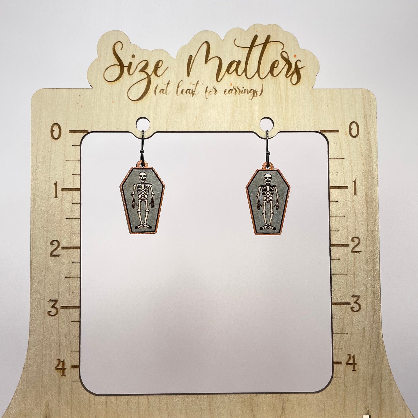 Skeleton Coffin Orange Drop Dangle Earrings