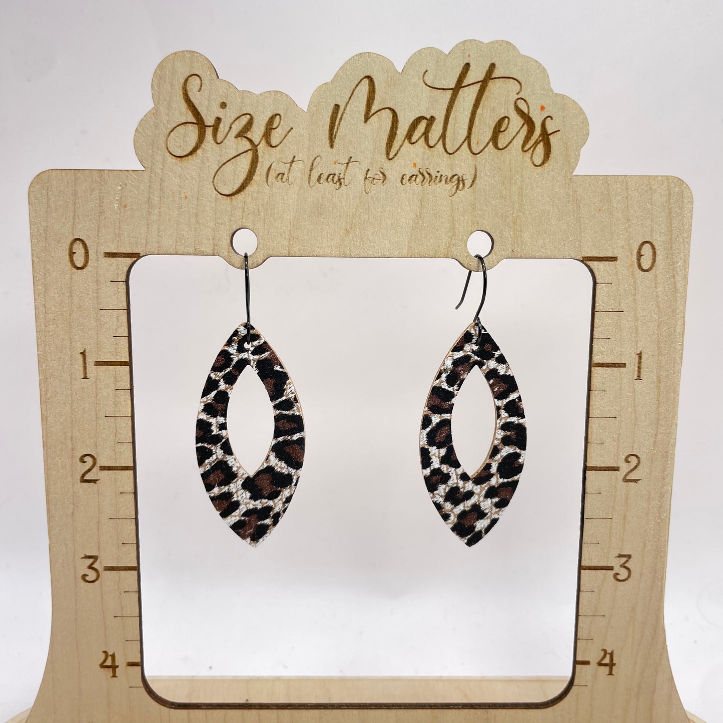 Snow Leopard Leather Drop Dangle Earrings