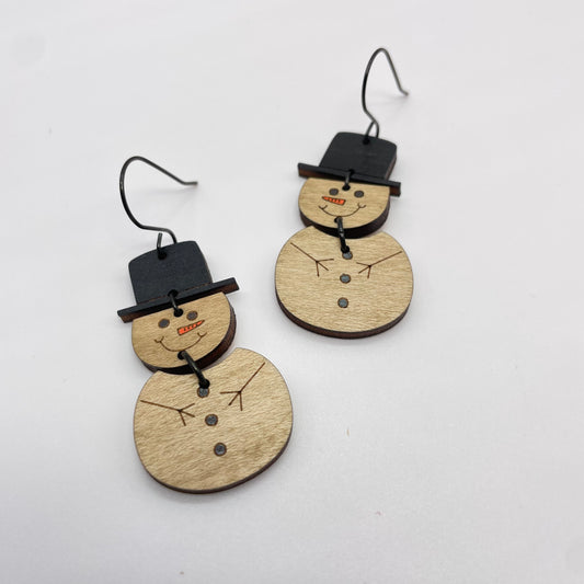 Dancing Snowman Drop Dangle Earrings