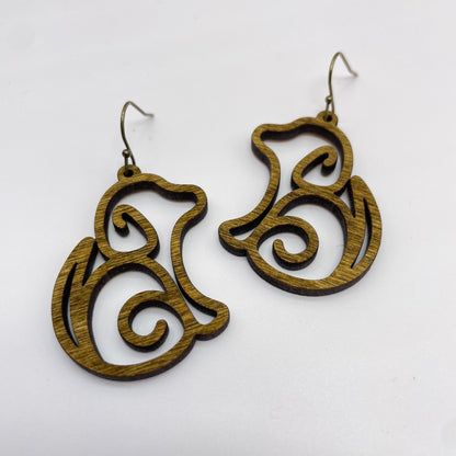 Brown Dogs Drop Dangle Earrings