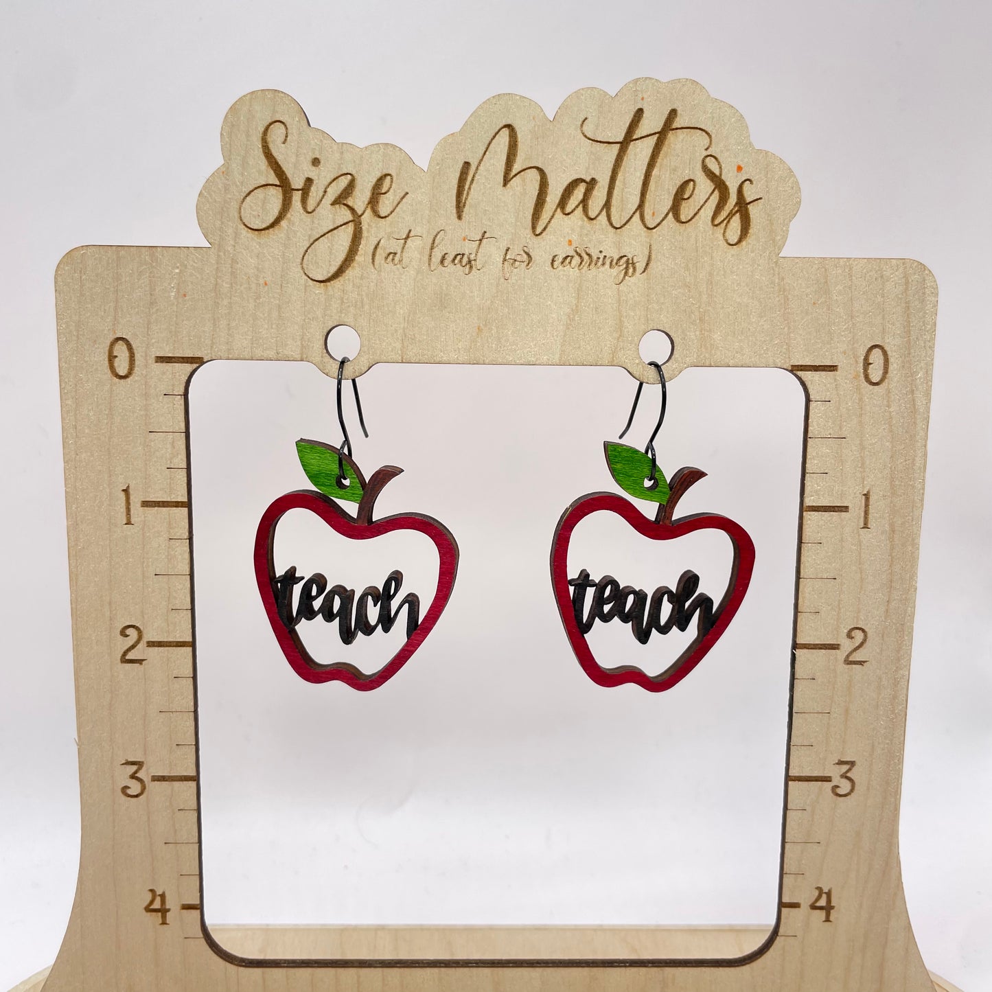 Black Teacher Apple Drop Dangle Earrings