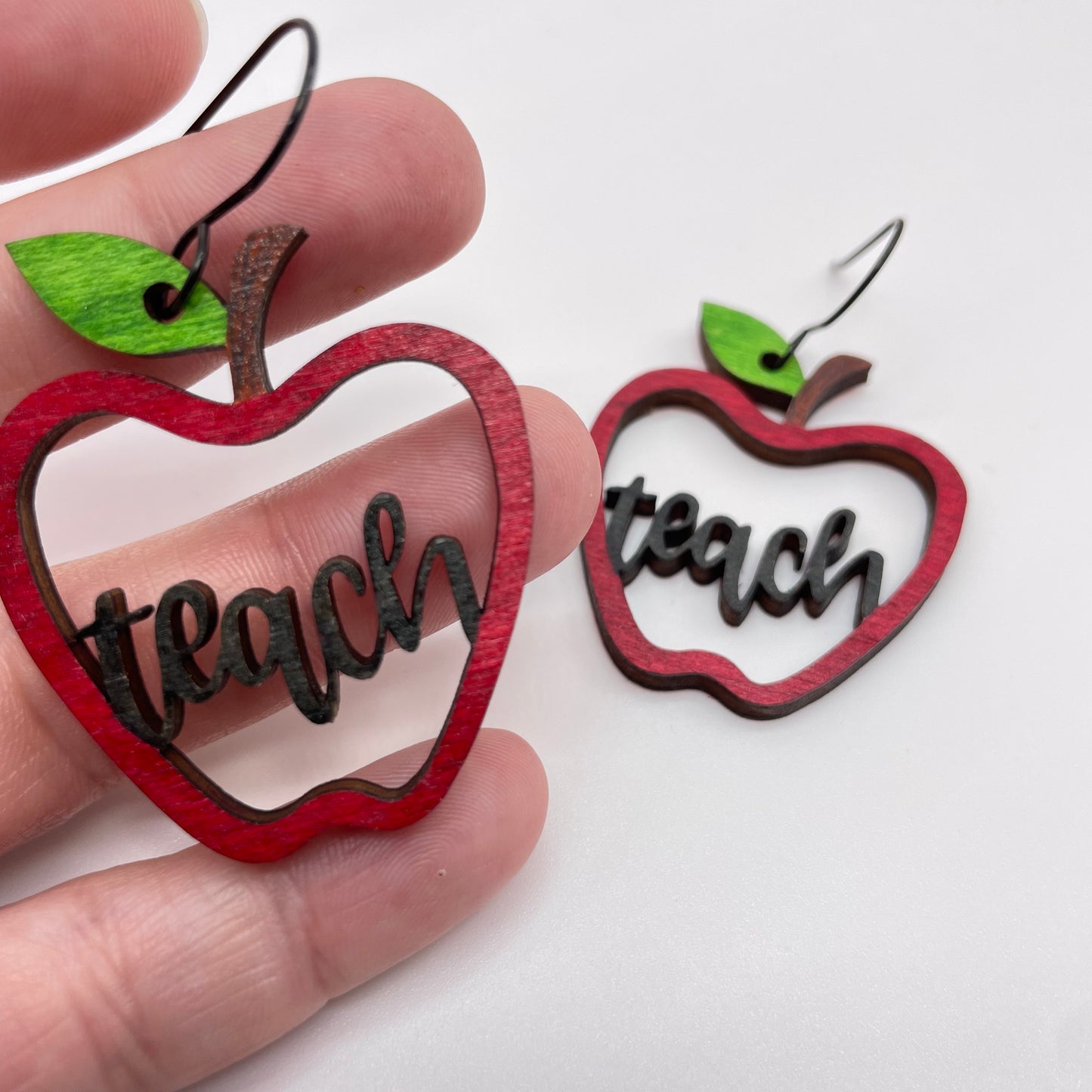 Black Teacher Apple Drop Dangle Earrings