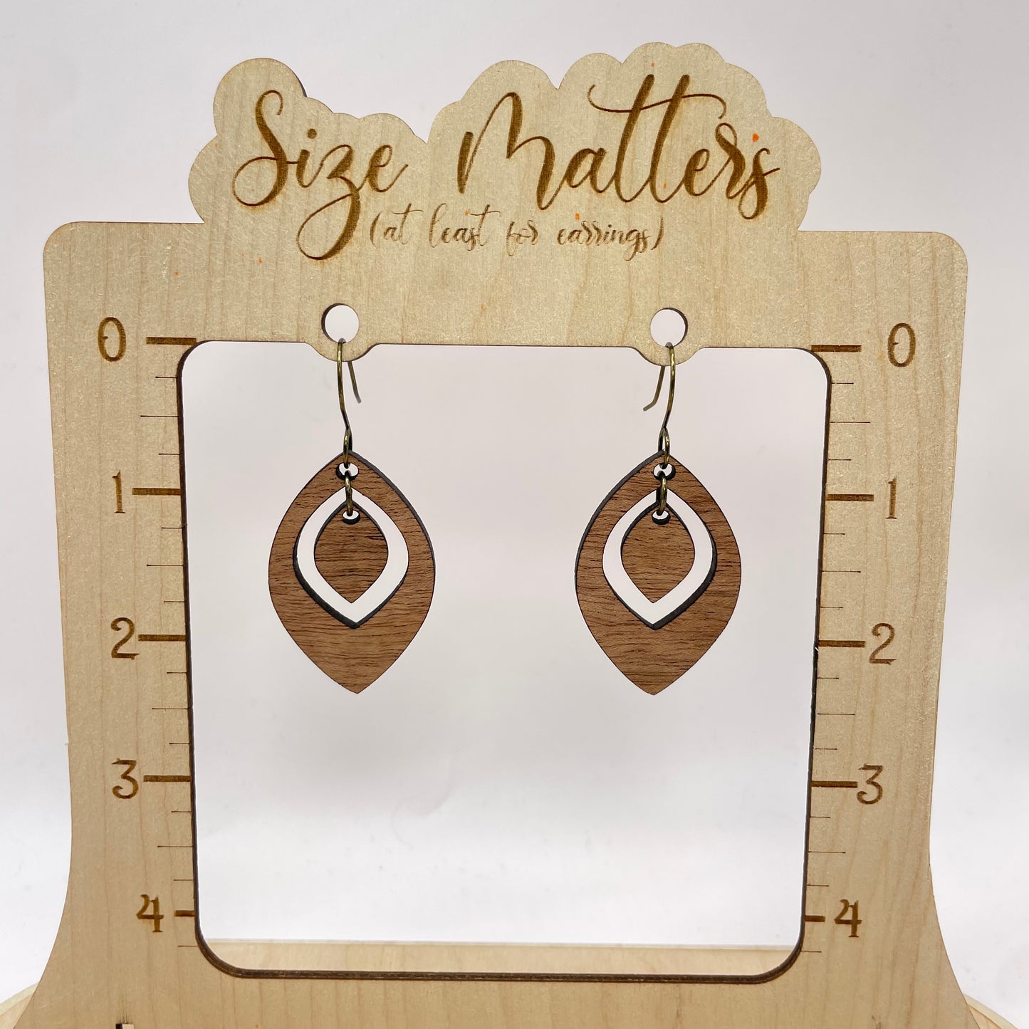 Tiered Wood Teardrop Drop Dangle Earrings