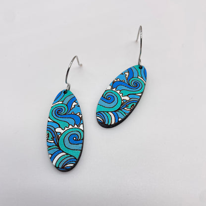 Tidal Wave Oval Shape Drop Dangle Earrings