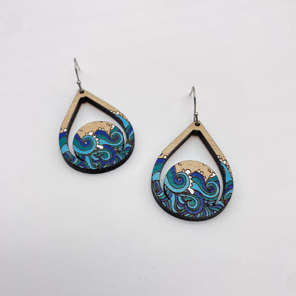 Tidal Wave Teardrop Drop Dangle Earrings