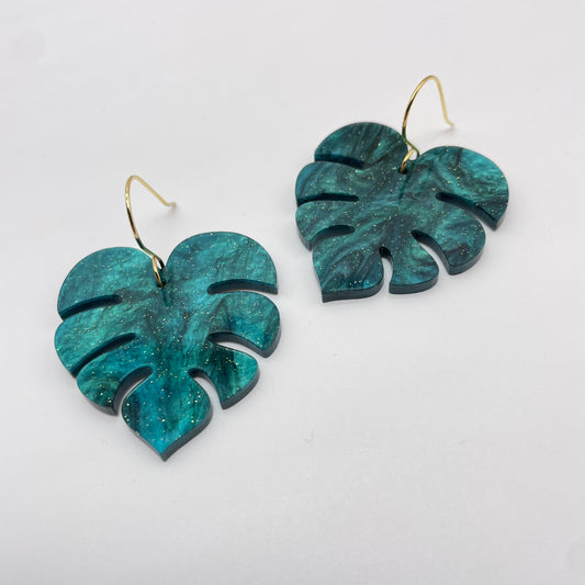 Tropical Leaf Drop Dangle Earrings