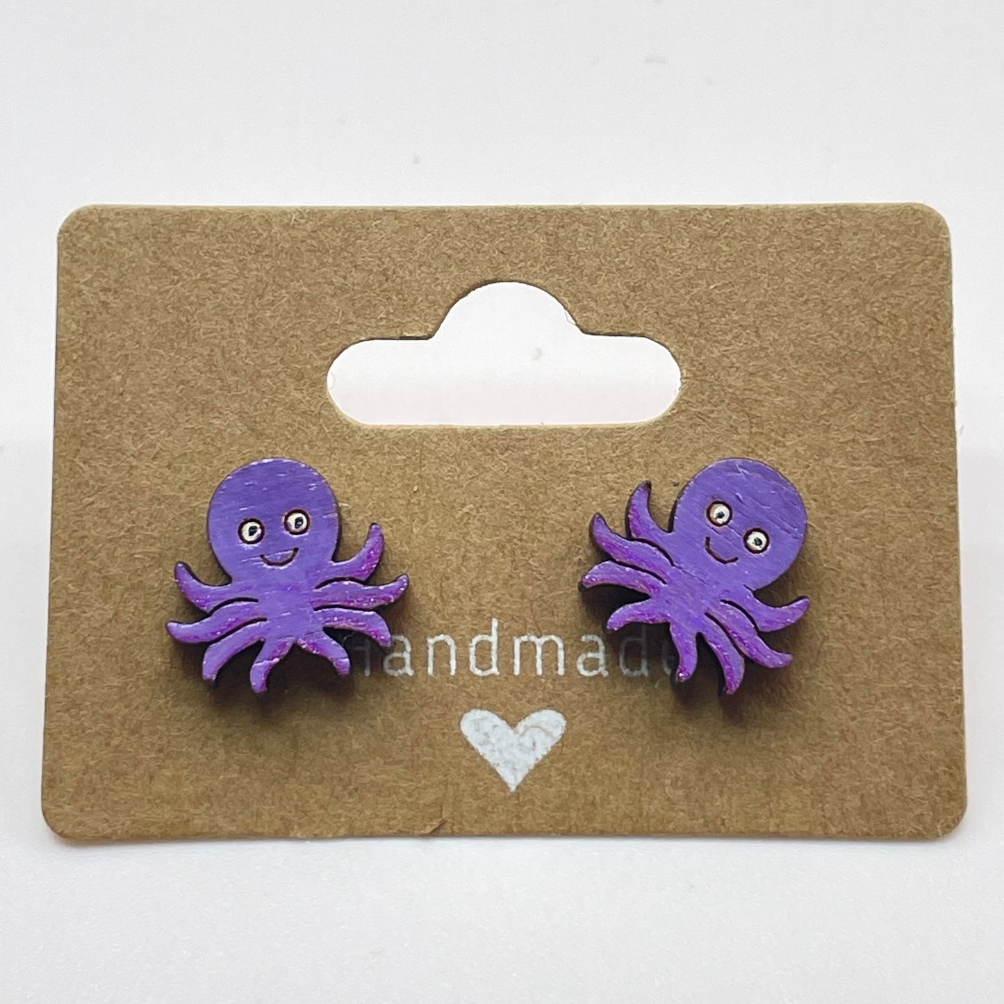 White Eyed Octopus Stud Earrings