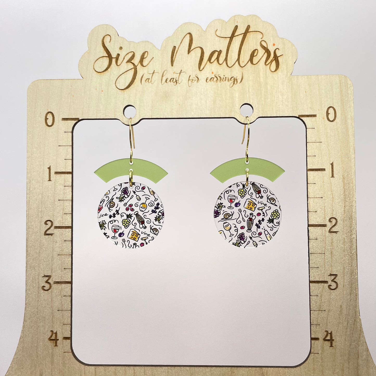 Wine + Cheese Board w/ Green Bar Drop Dangle Earrings