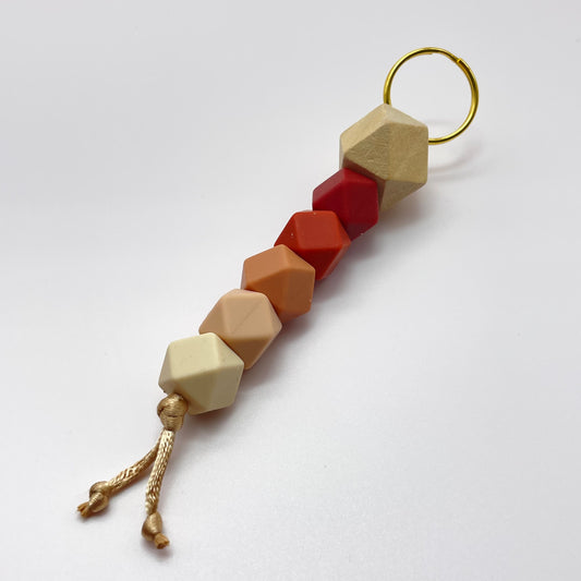 Wood Hexagon + Brick variants Silicone Bead Keychain