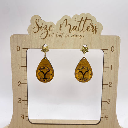 Yellowstone Ranch Gold Stud Dangle Earrings