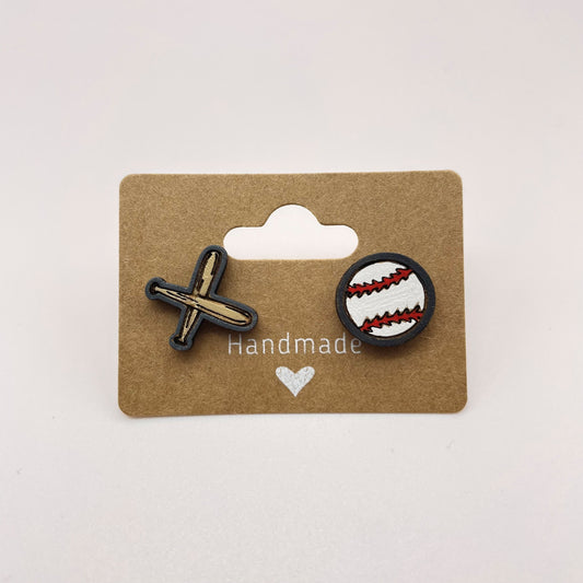 Baseball & Bats Stud Earrings