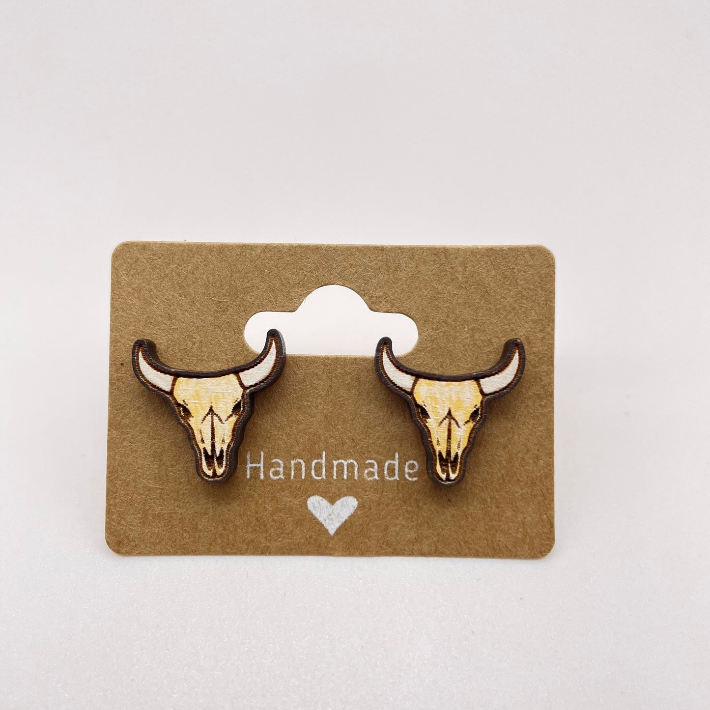 Bull Skull w/ Horns Stud Earrings