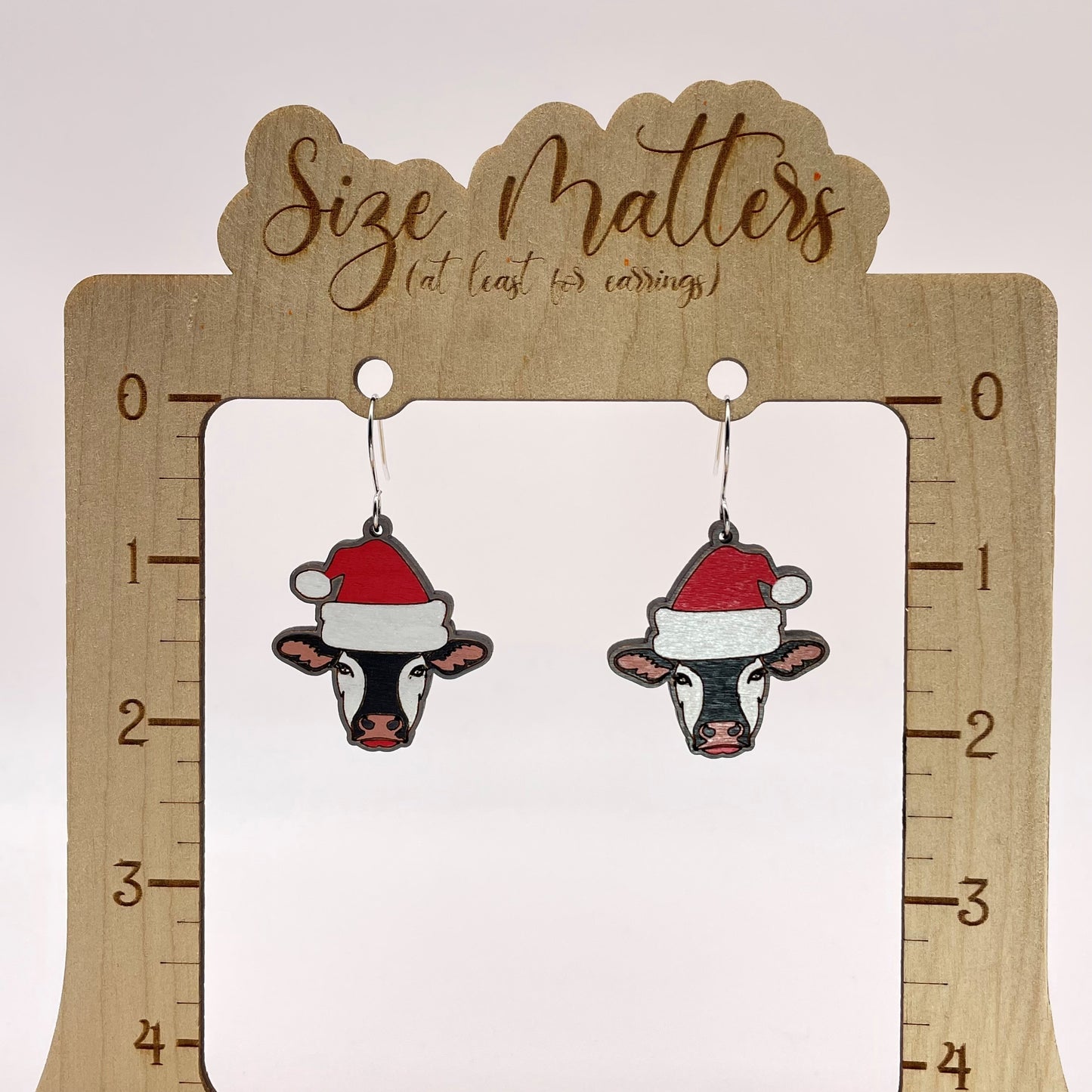 Cow Santa Hat Drop Dangle Earrings