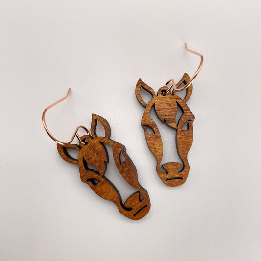 Horse Head Outline Drop Dangle Earrings