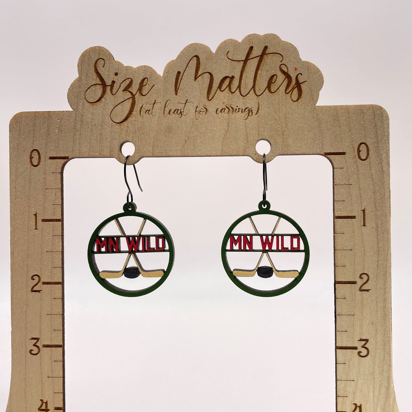 MN Wild Hockey Circle Drop Dangle Earrings