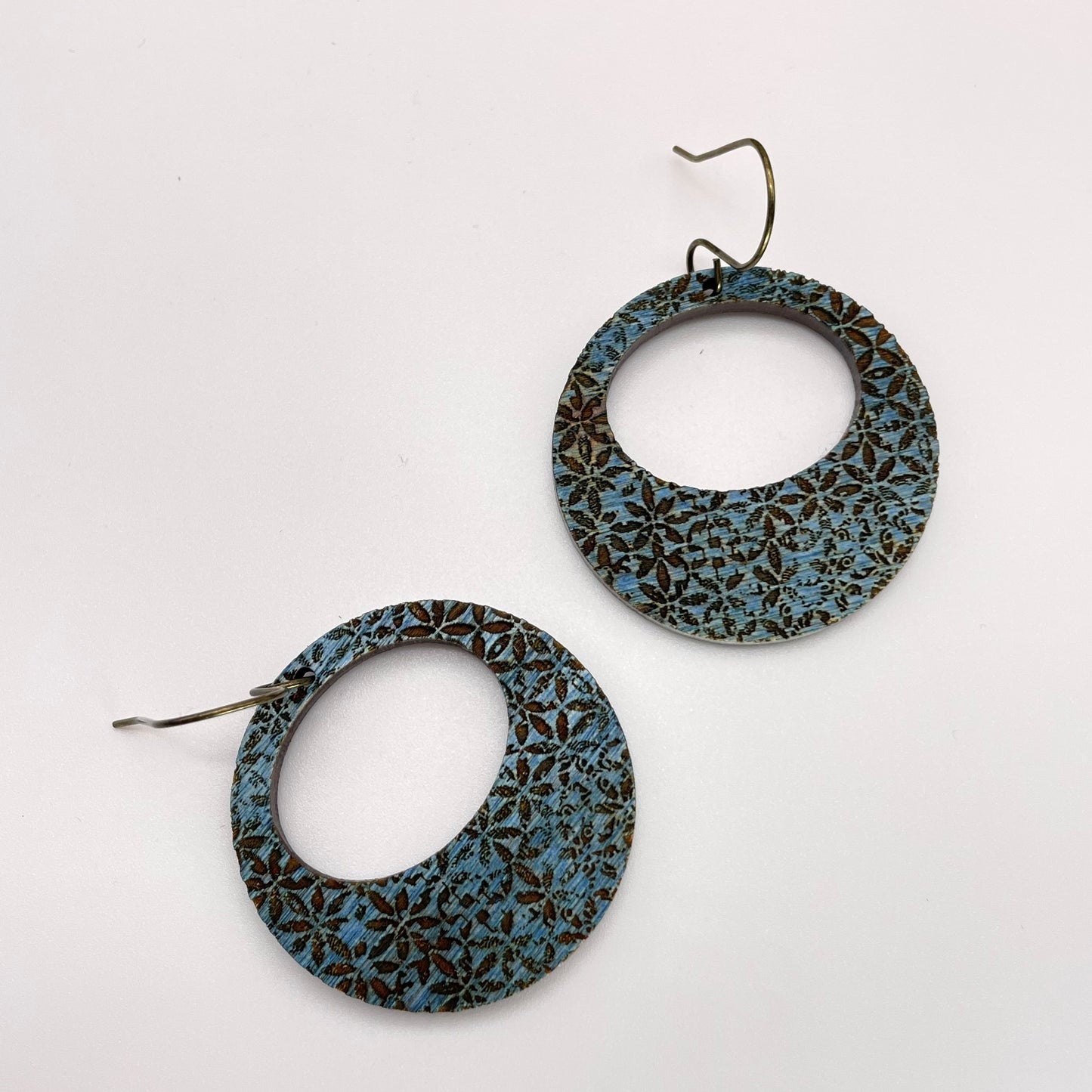 Moroccan Tile Printed Circle Cutout Drop Dangle Earrings