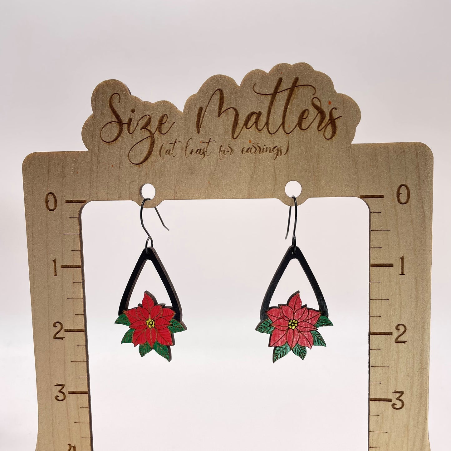 Poinsettia Open Teardrop Dangle Earrings