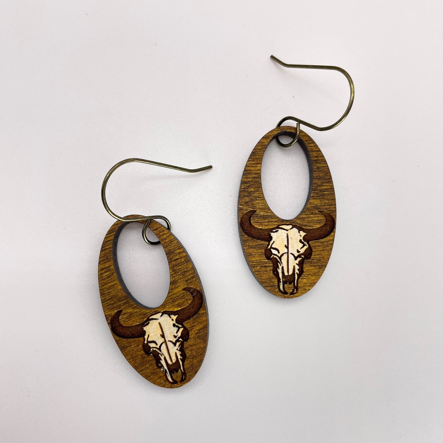 Bull Skull Drop Dangle Earrings