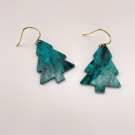 Christmas Tree Swirl Drop Dangle Earrings