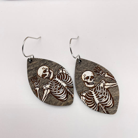 Waving Skeleton Drop Dangle Earrings